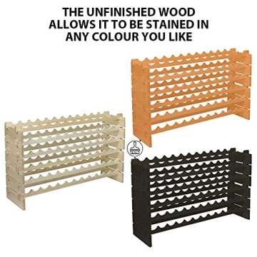 Smartxchoices 72 Bottles Stackable Modular Wine Rack, 6-Tier 72 Slots Floor Wine Storage Stand Wooden Wine Holder Display Shelves, Wobble-Free, Solid Wood, Floor Free Standing