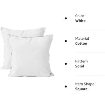 DORMICA 18x18 White Cotton Throw Pillowcovers Set of 2