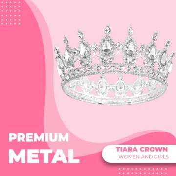 Papoopy Crown for Women, Queen Crown Tiara for Princess Party (Silver)