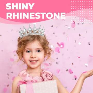 Papoopy Crown for Women, Queen Crown Tiara for Princess Party (Silver)