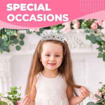 Papoopy Crown for Women, Queen Crown Tiara for Princess Party (Silver)