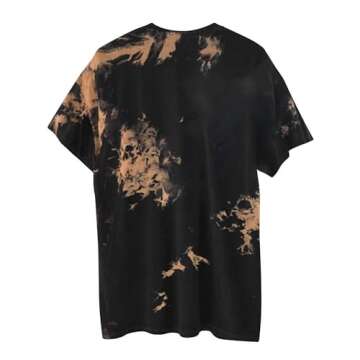 Avanova Women's Skull Graphic Print Oversized Tee Short Sleeve Casual Summer Loose Fit T Shirt A Tie Dye Brown Large