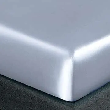 Homiest 4pcs Satin Sheets Set Luxury Silky Satin Bedding Set with Deep Pocket, 1 Fitted Sheet + 1 Flat Sheet + 2 Pillowcases (Queen Size, Baby Blue)