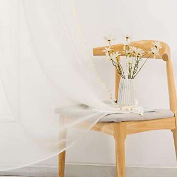 MISS SELECTEX Pom Pom Voile Sheer Curtains Set of 2 Ivory