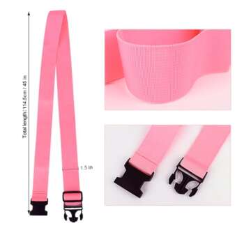 2Pack Luggage Straps for Suitcases, Travel Connector for Carry On Bag, Add A Bag to Connect Two Suitcases, Adjustable Belt Attachment Accessories for Connect Your 3 Luggages, Pink
