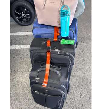 2Pack Luggage Straps for Suitcases, Travel Connector for Carry On Bag, Add A Bag to Connect Two Suitcases, Adjustable Belt Attachment Accessories for Connect Your 3 Luggages, Pink