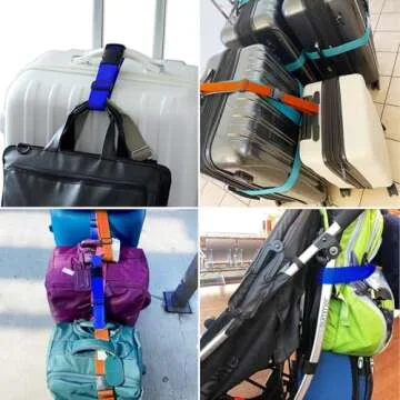 2Pack Luggage Straps for Suitcases, Travel Connector for Carry On Bag, Add A Bag to Connect Two Suitcases, Adjustable Belt Attachment Accessories for Connect Your 3 Luggages, Pink