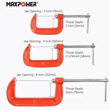 MAXPOWER 3 Piece C Clamp Set: Durable & Reliable Clamps