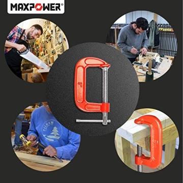 MAXPOWER 3 Piece C Clamp Set: Durable & Reliable Clamps