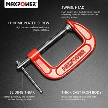 MAXPOWER 3 Piece C Clamp Set: Durable & Reliable Clamps