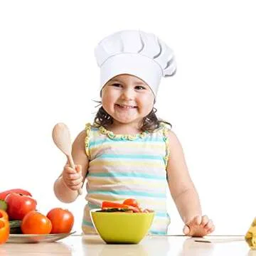 4 PCS Adjustable Kids Chef Hat Chef Toques Cooking Baker Cap for Aged 2-5(White)