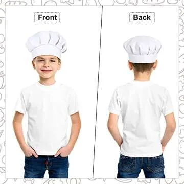 4 PCS Adjustable Kids Chef Hat Chef Toques Cooking Baker Cap for Aged 2-5(White)