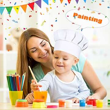 4 PCS Adjustable Kids Chef Hat Chef Toques Cooking Baker Cap for Aged 2-5(White)