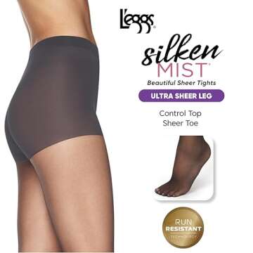 L'eggs Women's Silken Mist Control Top Panty Hose, Coffee 1-pack, Queen US