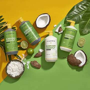 Alaffia Texturizing Coconut Spray - For Normal to Dry Hair, Hydrating Volume and Body with Neem, Coconut Water and Extract, Fair Trade, Sea Salt, 12 Fl Oz