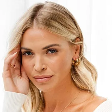 PAVOI Gold Plated Square Edge Hoop Earrings for Women