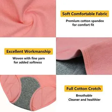 Nalwort Teen Girls Period Underwear Leak-Proof Organic Cotton