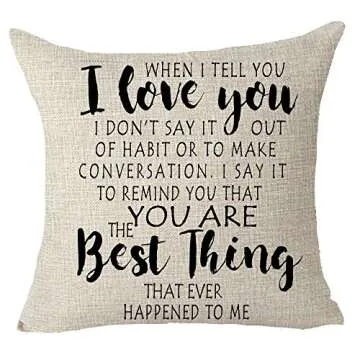 FELENIW Love You Throw Pillow Cover - 18x18 Decorative Cushion Case