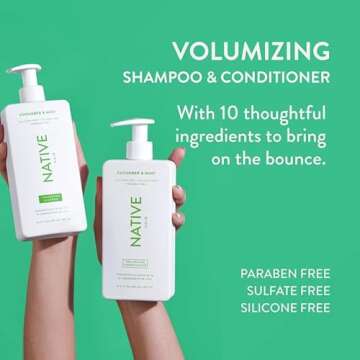 Native Shampoo and Conditioner Contain Naturally Derived Ingredients | All Hair Type Color & Treated From Fine to Dry Damaged, Sulfate & Dye Free - Cucumber & Mint, 16.5 fl oz each (2 pack)