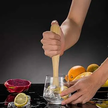 Set of 2, Cocktail Muddler Wood Bar Muddler, DaKuan Wooden Cocktail Muddler for Making Cocktails and Juice Drinks Tools（7.87 in/ 20 cm）