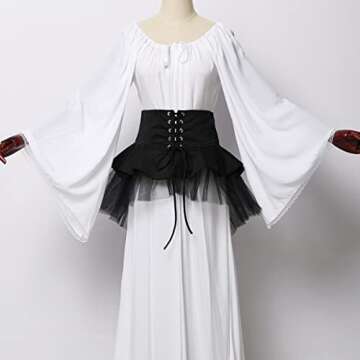 Steampunk Women's Tulle Skirts Waist Belt for Ruffles Corset Costumes (Black)