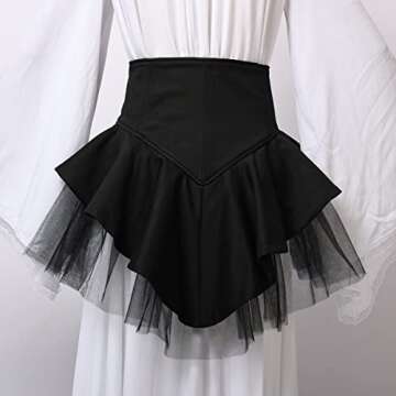Elegant Steampunk Tulle Skirt for Women with Lace-Up Design