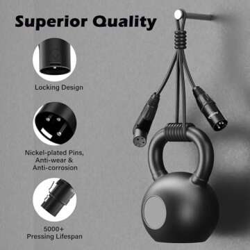 Adoreen 6 Ft XLR Male to Right-Angle Female Microphone Cable