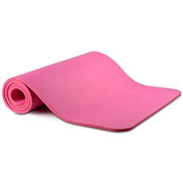Fitvids All Purpose 1/2-Inch Extra Thick High Density Anti-Tear Exercise Yoga Mat with Carrying Strap and Yoga Blocks, Pink