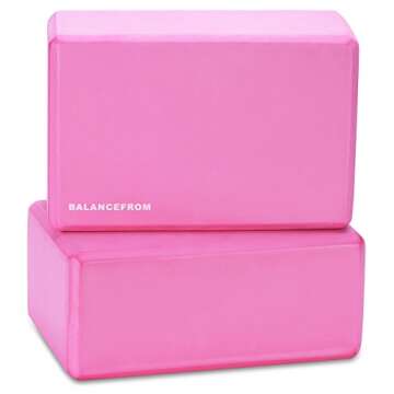 Fitvids All Purpose 1/2-Inch Extra Thick High Density Anti-Tear Exercise Yoga Mat with Carrying Strap and Yoga Blocks, Pink