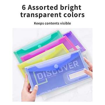Sooez 12 Pack Small Plastic Envelopes for Easy Organization