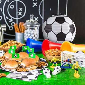 Kesoto 8 In Soccer Ball Paper Lantern Decoration Soccer Goal Birthday Party Decoration - Pack of 5