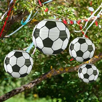 Kesoto 8 In Soccer Ball Paper Lantern Decoration Soccer Goal Birthday Party Decoration - Pack of 5