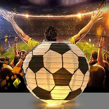 Kesoto 8 In Soccer Ball Paper Lantern Decoration Soccer Goal Birthday Party Decoration - Pack of 5