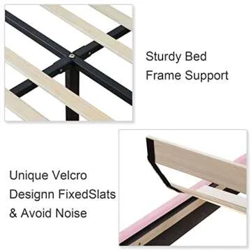 Molblly Queen Bed Frame Upholstered Platform with Headboard and Strong Wooden Slats,Non-Slip and Noiseless,No Box Spring Needed, Easy Assembly,Pink