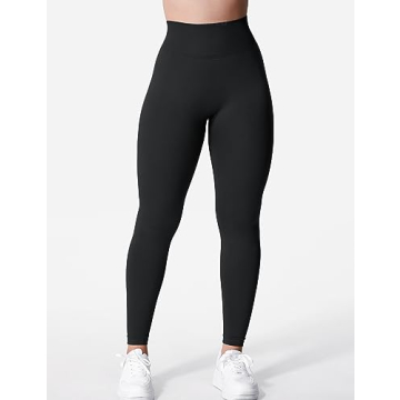 YEOREO Women's V Back Scrunch Workout Leggings - Black M