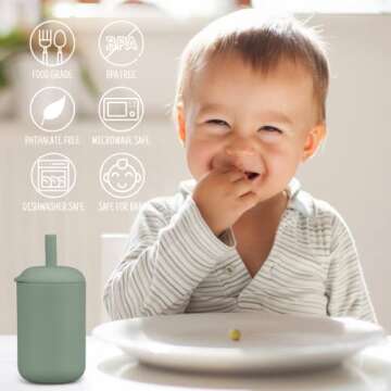 Mintlyfe Baby Trainer Cup, Silicone Training Cup with Lid and Straw, BPA-Free, Unbreakable, Spill Pr...