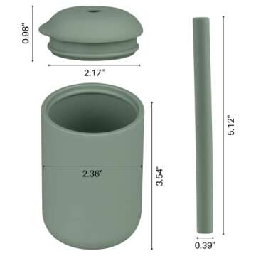 Mintlyfe Baby Trainer Cup, Silicone Training Cup with Lid and Straw, BPA-Free, Unbreakable, Spill Proof Sippy Cup for Toddlers, 6 oz (Sage)