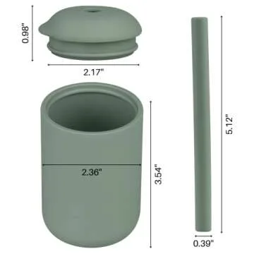 Mintlyfe Baby Trainer Cup, Silicone Training Cup with Lid and Straw, BPA-Free, Unbreakable, Spill Proof Sippy Cup for Toddlers, 6 oz (Sage)