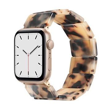 Heesch Compitable with Apple Watch Band 40mm 38mm for Women Blonde Tortoise Stretchy Resin Watch Str...