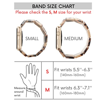 Heesch Compitable with Apple Watch Band 40mm 38mm for Women Blonde Tortoise Stretchy Resin Watch Strap for Apple Watch 7,se,3 Wristband Link Bracelet