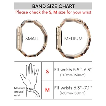 Heesch Compitable with Apple Watch Band 40mm 38mm for Women Blonde Tortoise Stretchy Resin Watch Strap for Apple Watch 7,se,3 Wristband Link Bracelet