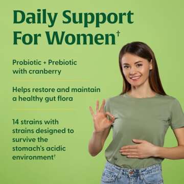 MegaFood MegaFlora Probiotics for Women + Prebiotics and Probiotics with 14 Strains & 50 Billion CFUs, with Cranberry, Probiotics for Women Digestive Health, Vegetarian - 90 Capsules (45 Servings)