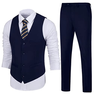 Lynerun Men's Slim Fit 2-Piece Suit for Formal Events