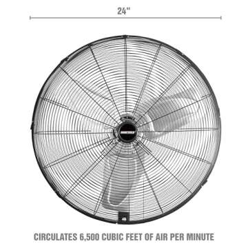 OEMTOOLS 24" Oscillating Wall Fan - Heavy Duty, 6500 CFM for Industrial Use