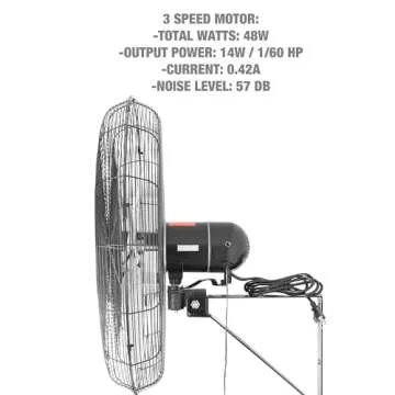 Powerful 24" Wall Fan with 6500 CFM Airflow