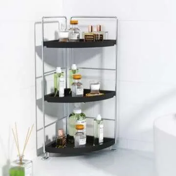 JANUS LiANG 3-Tier Corner Bathroom Organizer Countertop for Storage，Counter Tray and Vanity Organizer，Plastic Counter Organizer for Kithchen, Bathroom, Dresser 10.6 inches (Black)