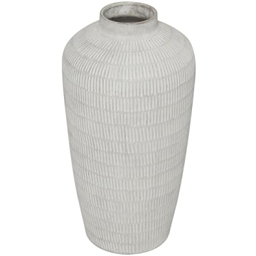Deco 79 Ceramic Decorative Vase Textured Centerpiece Vase with Linear Pattern, Flower Vase for Home ...