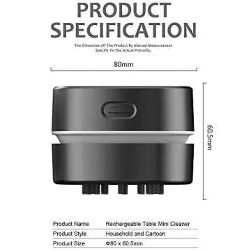 ODISTAR Desktop Vacuum Cleaner,Mini Table dust Sweeper Energy Saving,High Endurance up to 400 mins,Cordless&360º Rotatable Design for Cleaning Hairs,Crumbs,Computer Keyboard (Black Charging)