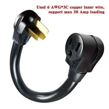 NEMA 10-50P to Welder 6-50R Welding Adapter Cord 50A 250V，6 AWG*3C