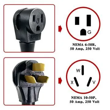 NEMA 10-50P to Welder 6-50R Welding Adapter Cord 50A 250V，6 AWG*3C